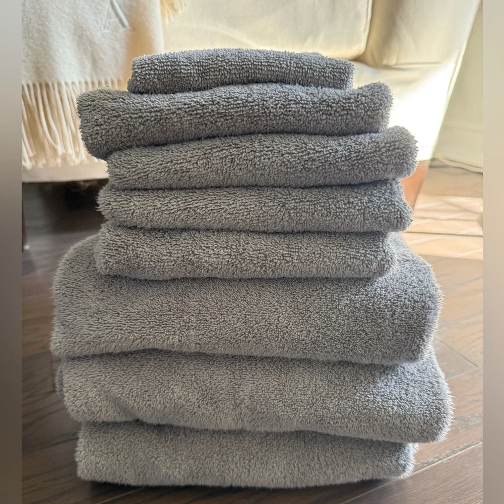 CARO HOME 8 PIECES GREY BATH COTTON TOWELS